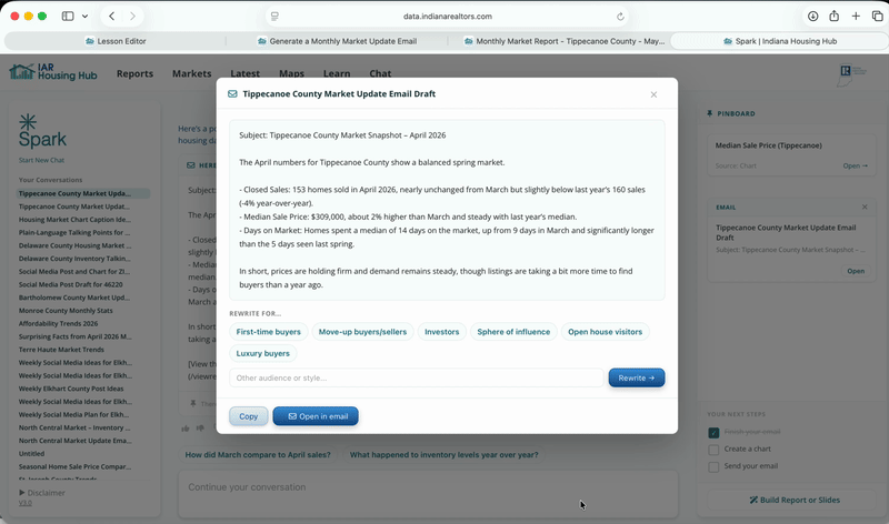 Open in Email, Attach the One-Pager