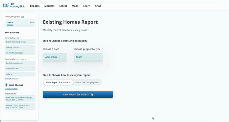 You can type in the geography menu to find the market you're looking for.