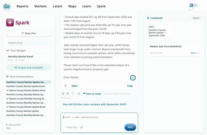 Pick an audience and Spark rewrites the email for them.