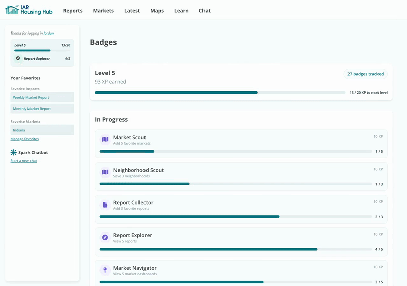 Badges track the work you're already doing.